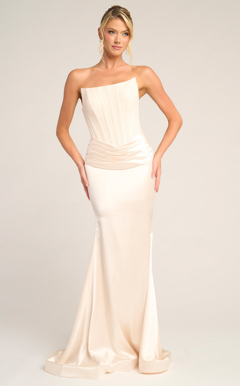Prom Dresses Mermaid Long Formal Corset Prom Dress Cream