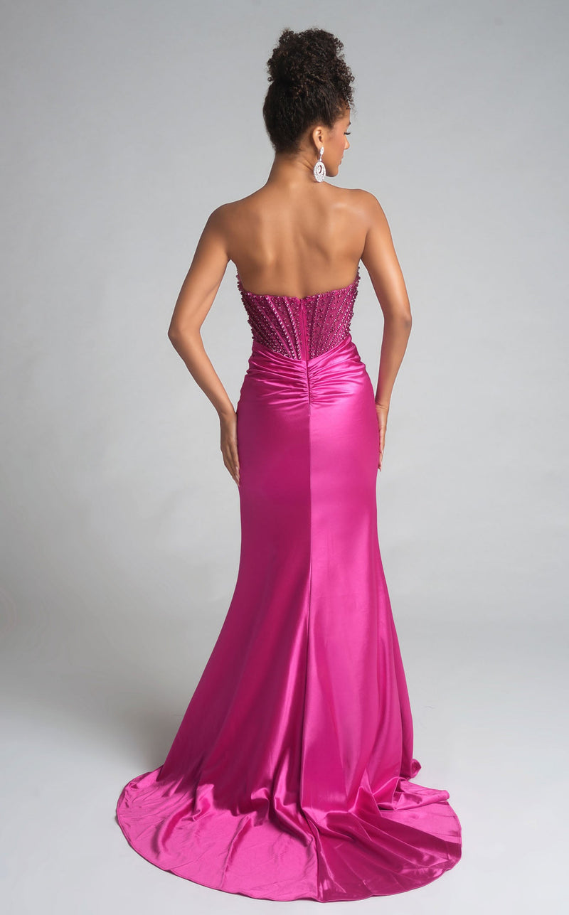 Prom Dresses Sequin Beaded Long Formal Mermaid Prom Dress Fuchsia