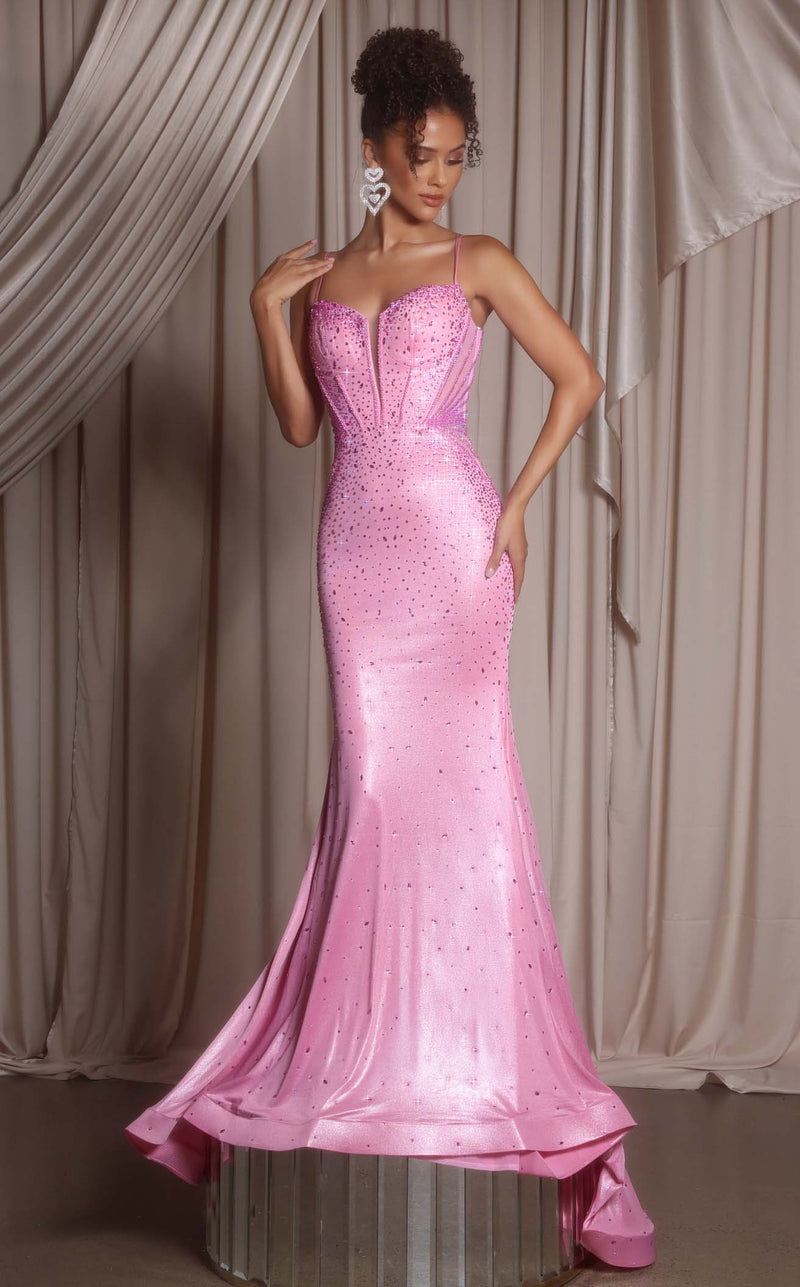 Prom Dresses Corset Fitted Evening Mermaid Long Formal Prom Dress Pink