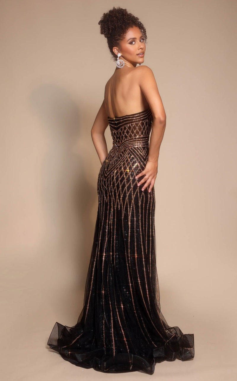 Prom Dresses Long Fitted Beaded Sequin Corset Formal Prom Dress Black