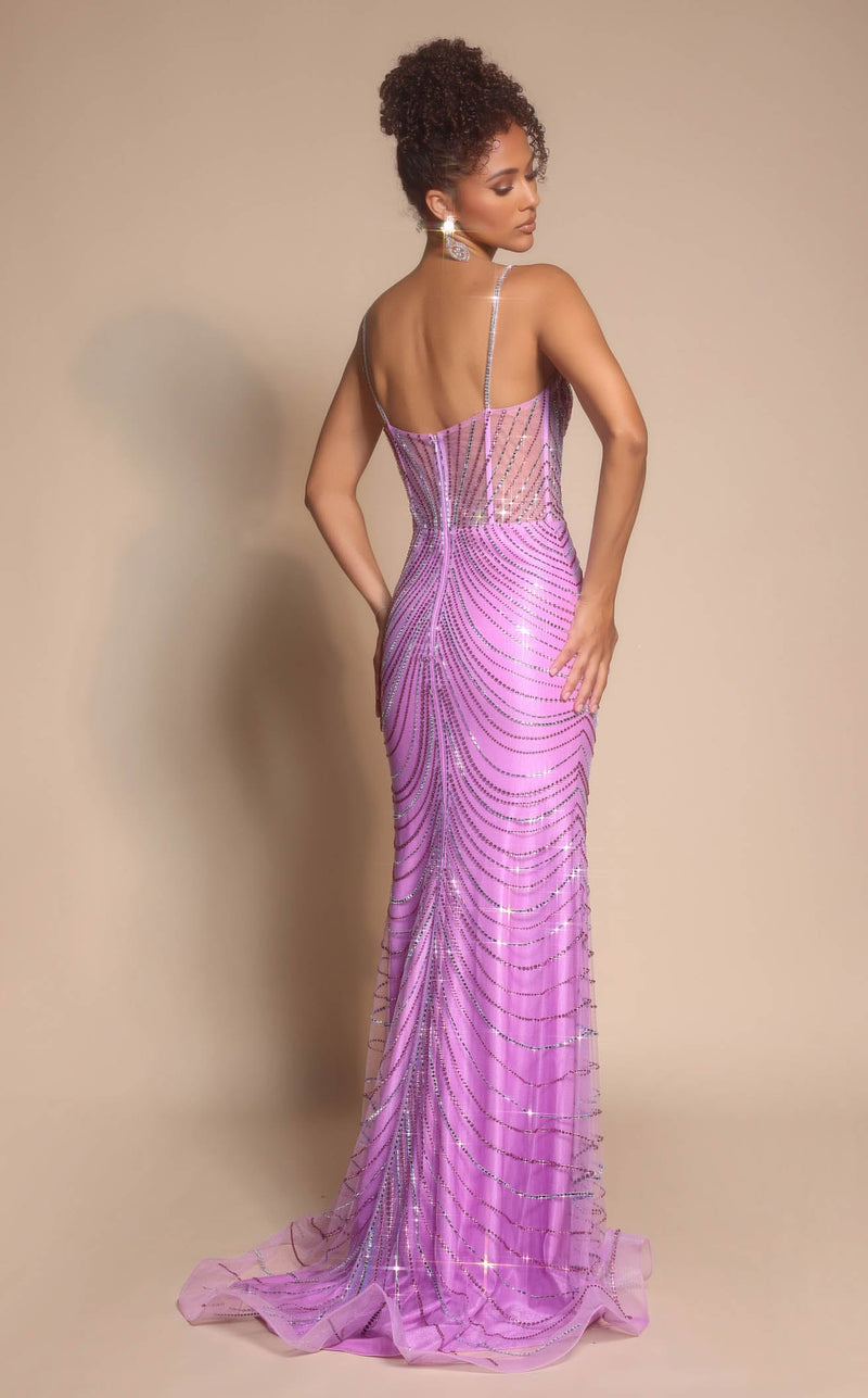 Prom Dresses Long Formal Sequin Beaded Fitted Prom Dress Lilac