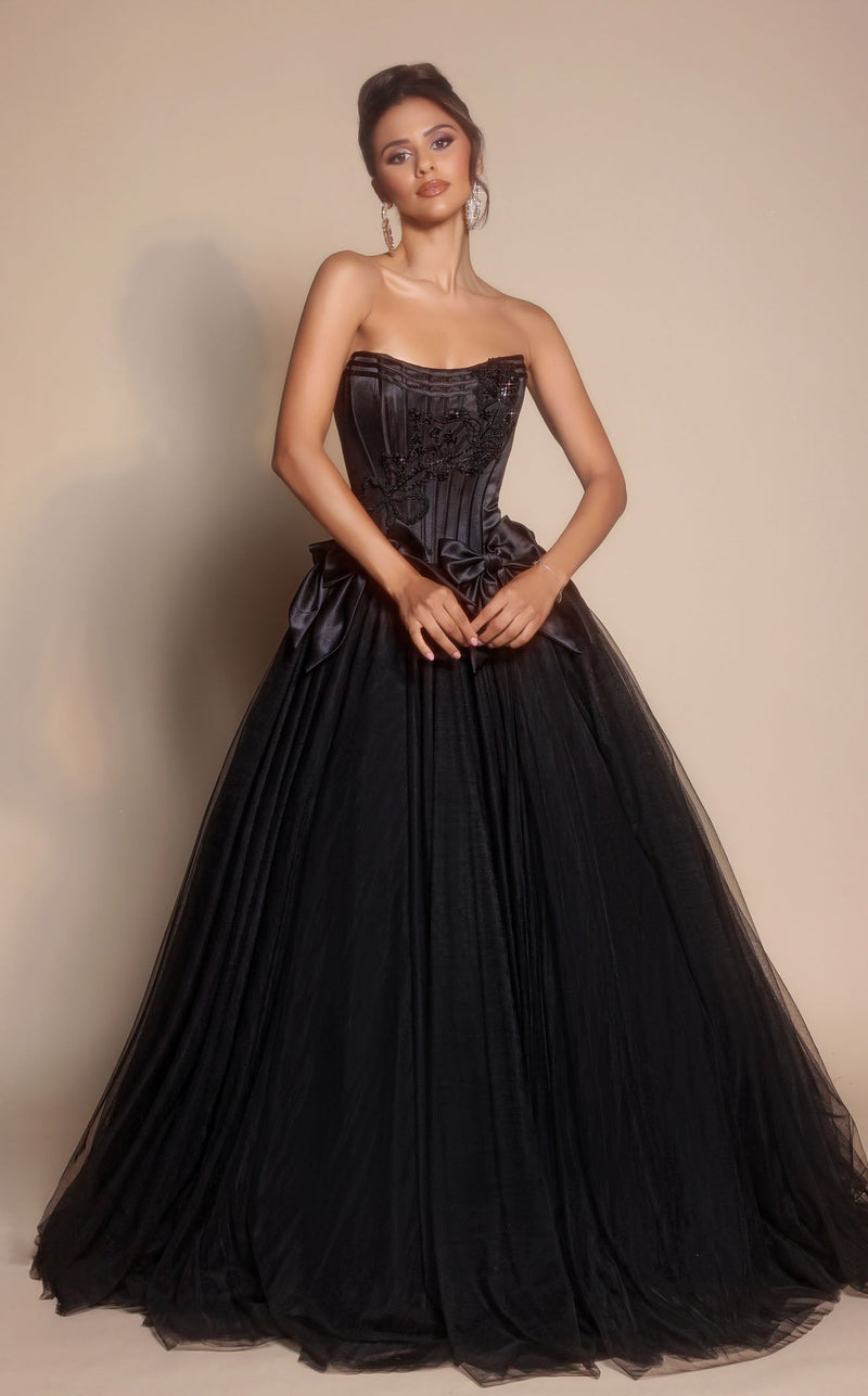 Prom Dresses Floral Lace Formal Long Fitted Prom Dress Black