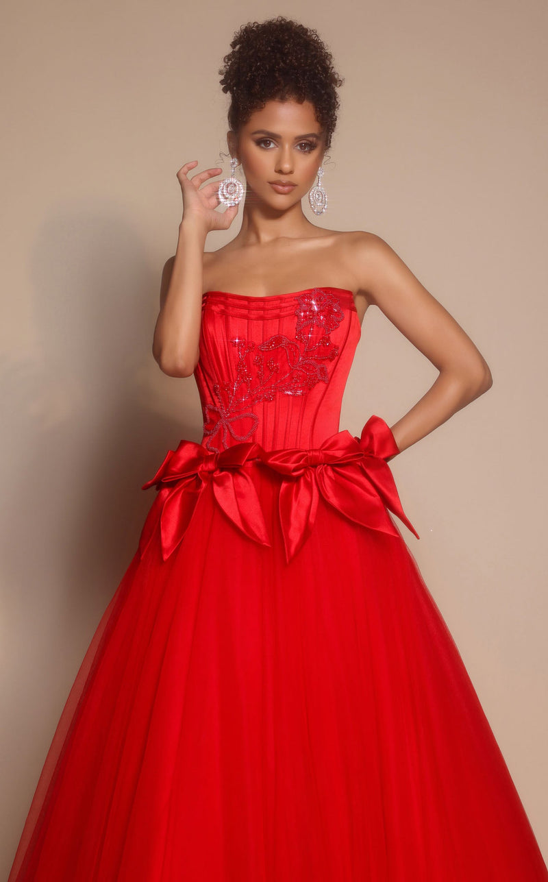 Prom Dresses Floral Lace Formal Long Fitted Prom Dress Red