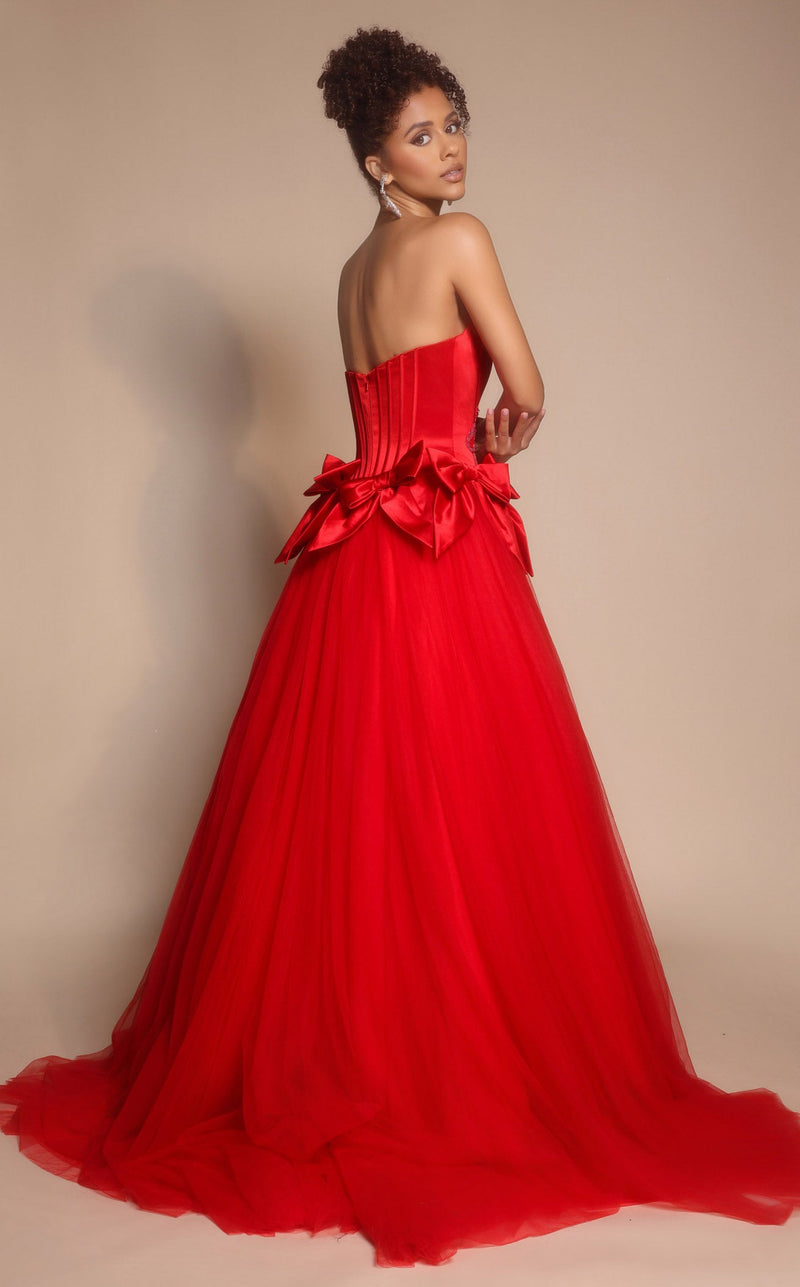 Prom Dresses Floral Lace Formal Long Fitted Prom Dress Red