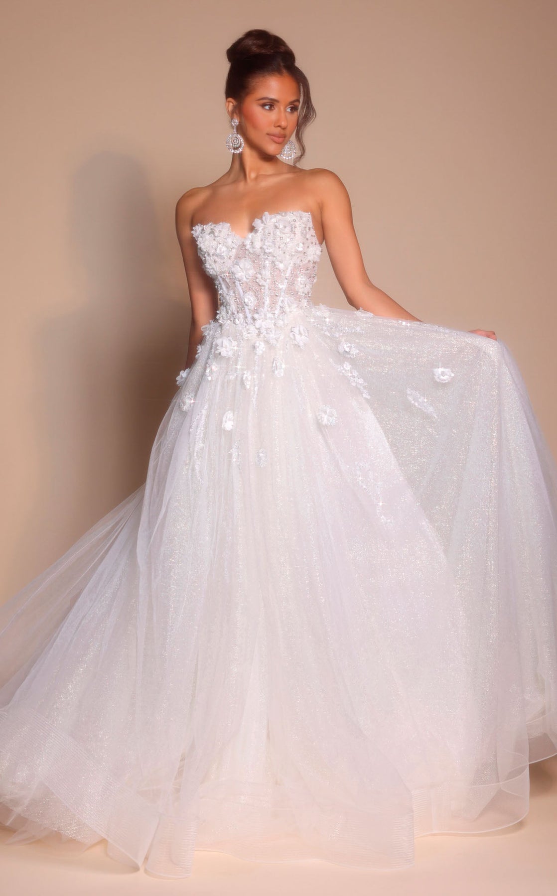 Wedding Dresses Long Floral Applique Corset Ball Gown Wedding Dress Portia and Scarlett PS26137  Ivory