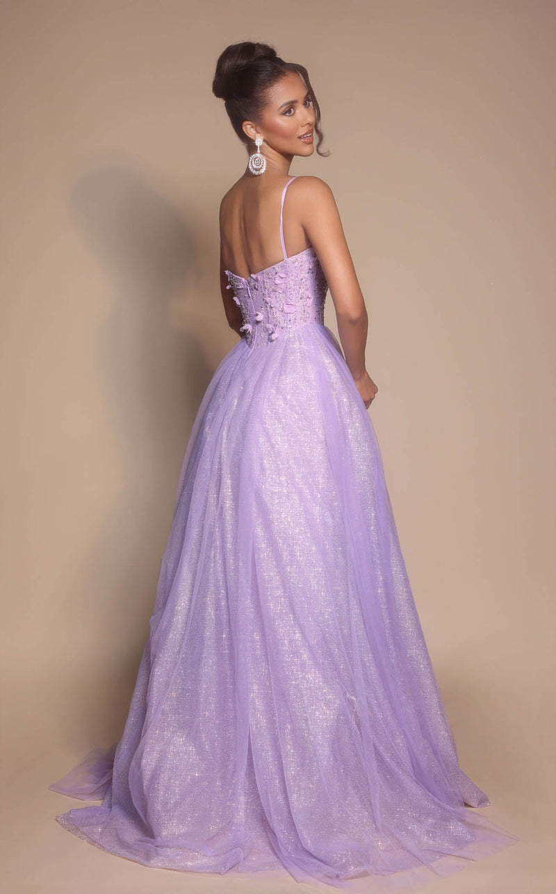 Prom Dresses Corset Floral Formal Long Glitter Prom Dress  Lilac