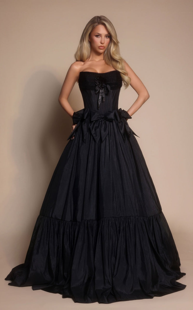 Prom Dresses Floral Lace Formal Long A Line Prom Dress Black