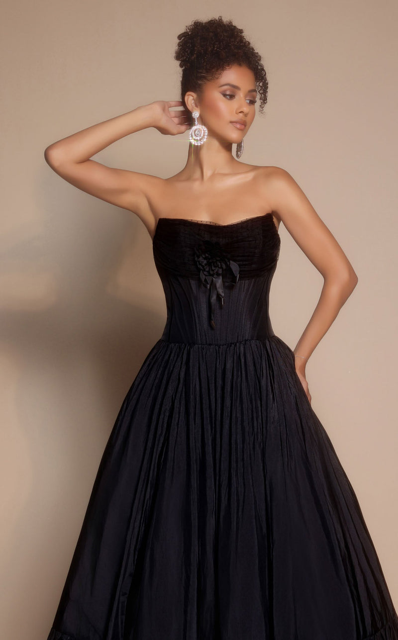 Prom Dresses Floral Lace Formal Long A Line Prom Dress Black