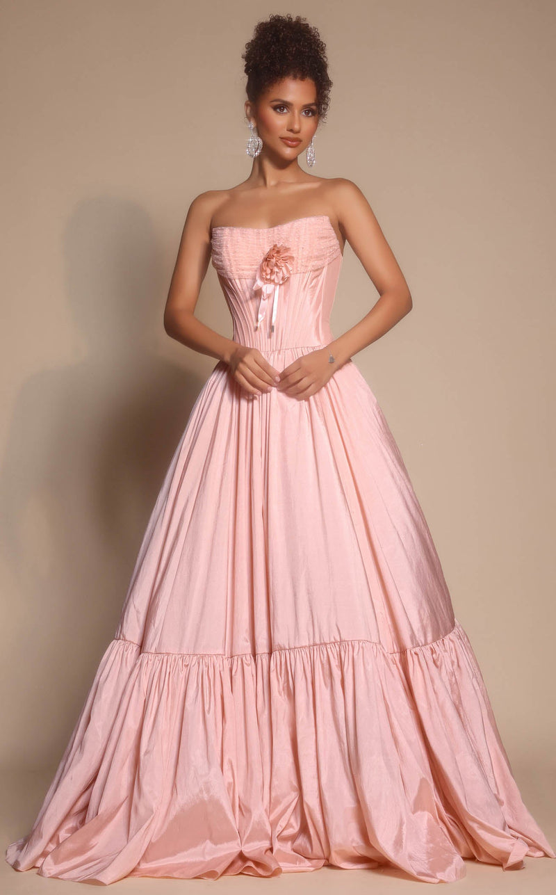 Prom Dresses Floral Lace Formal Long A Line Prom Dress Blush