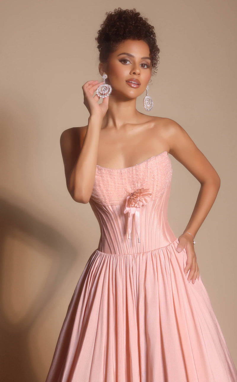 Prom Dresses Floral Lace Formal Long A Line Prom Dress Blush