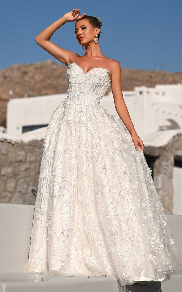 Portia and Scarlett PS26149 Corset Floral Applique Bridal Wedding Dress