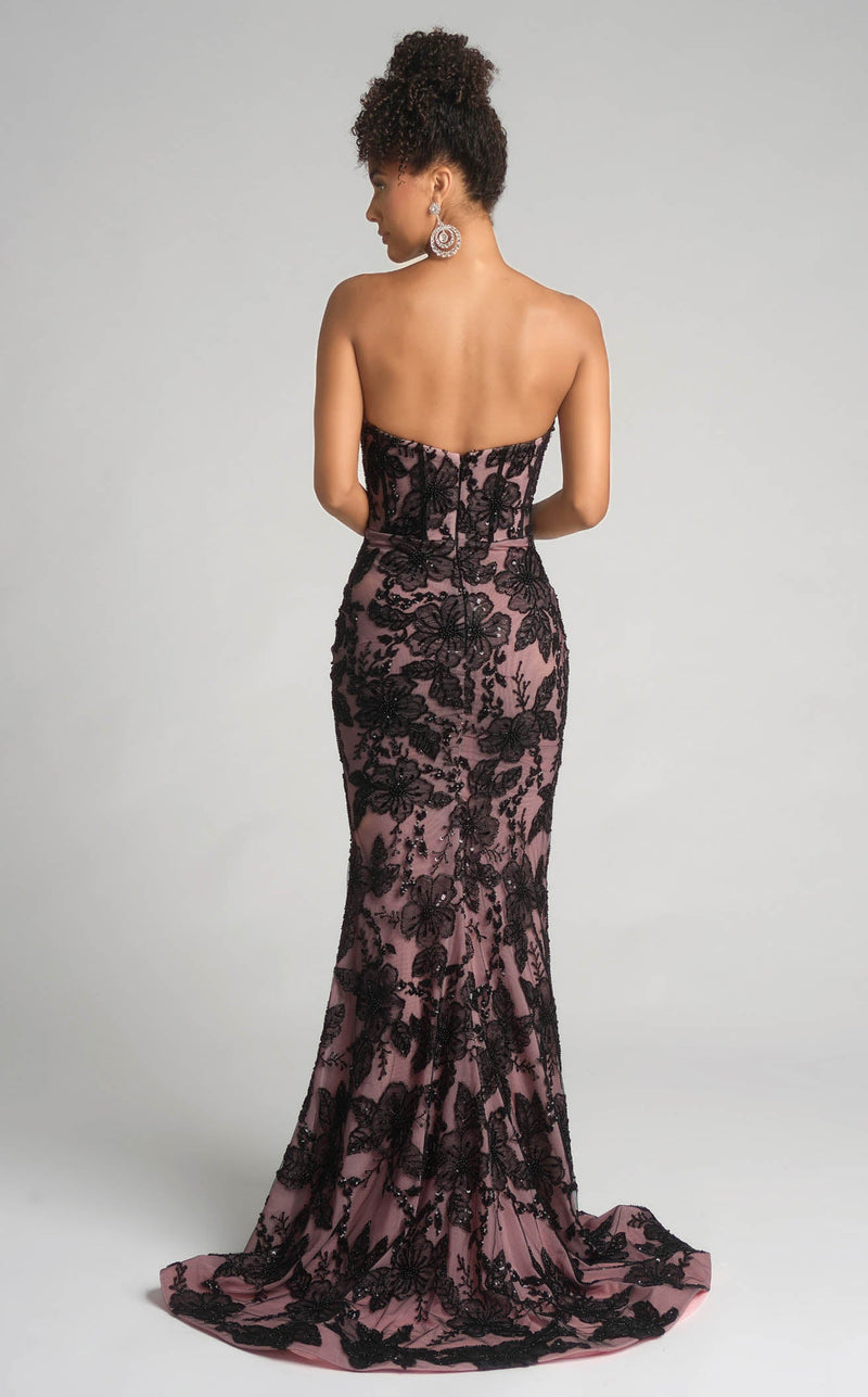 Prom Dresses Corset Long Formal Fitted Sequin Prom Dress Black Pink