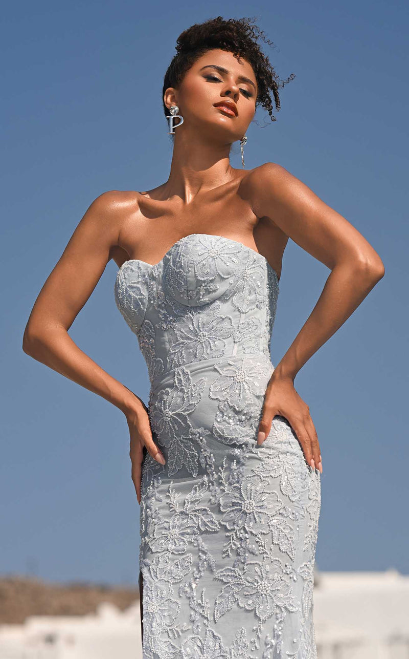 Prom Dresses Corset Long Formal Fitted Sequin Prom Dress Blue