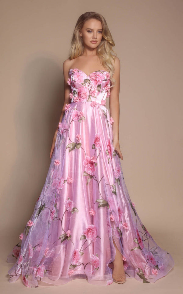 Portia and Scarlett PS26180 Floral Lace Formal Long Prom Dress