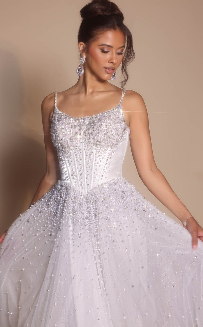 Wedding Dresses Corset Sequin Fitted Bridal Wedding Dress Ivory