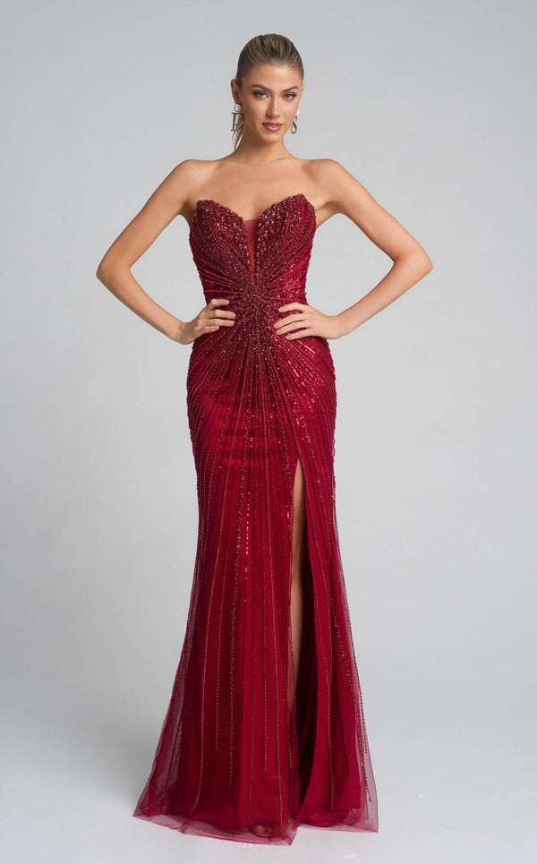 Long Formal Corset Beaded Sequin Prom Dress Portia and Scarlett PS26237