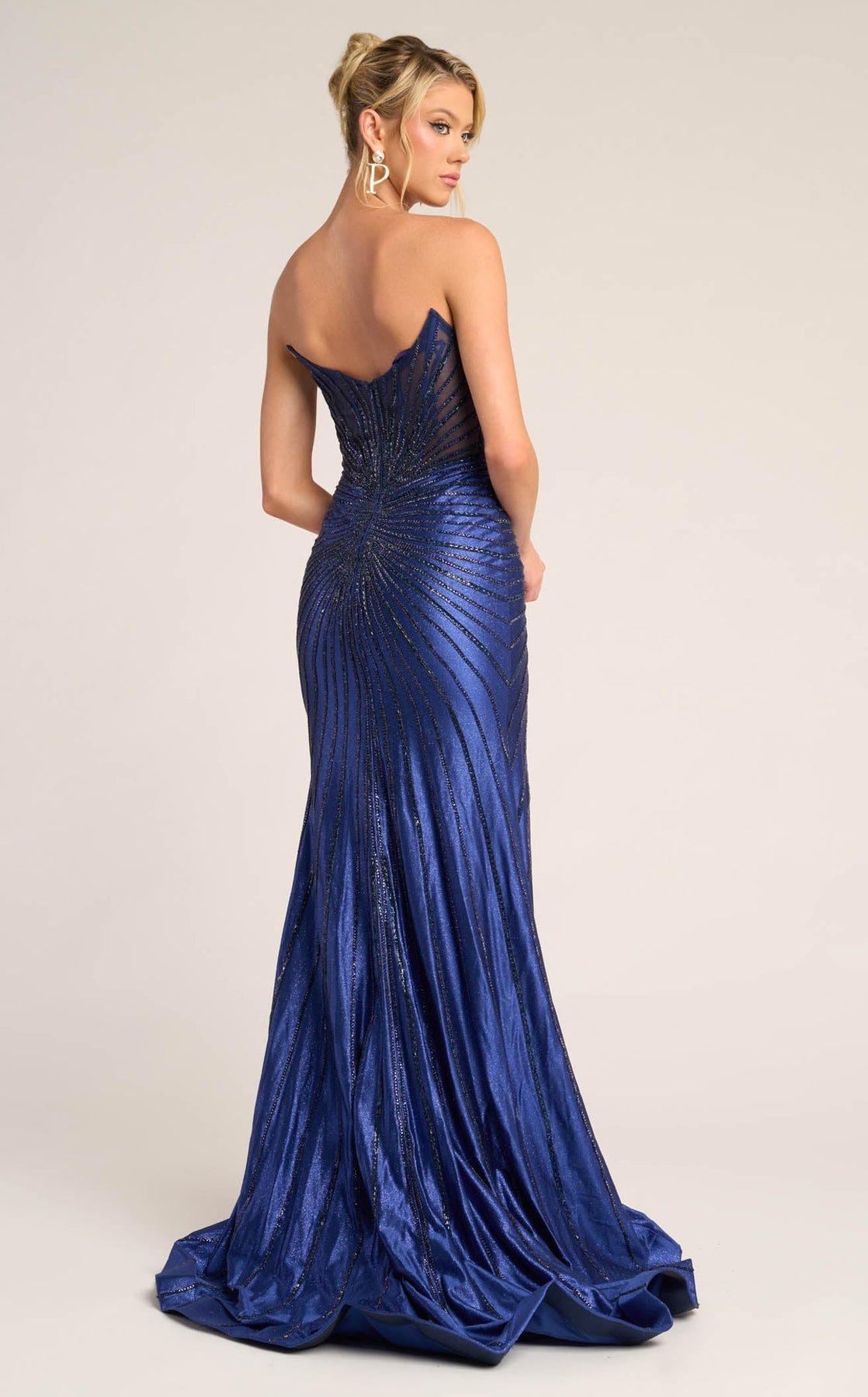 Prom Dresses Mermaid Formal Beaded Corset Long Prom Dress Portia and Scarlett PS26250 Navy