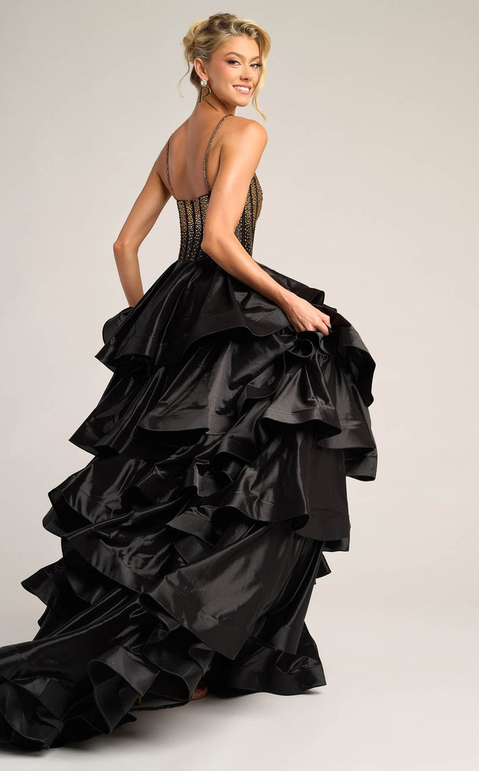 Prom Dresses Sequin Beaded Formal Long A Line Prom Dress Black Gold