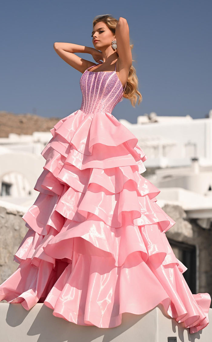 Prom Dresses Sequin Beaded Formal Long A Line Prom Dress Pink