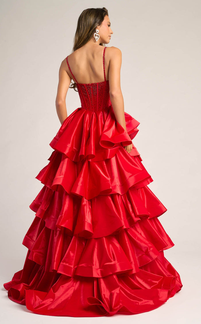 Prom Dresses Sequin Beaded Formal Long A Line Prom Dress Red
