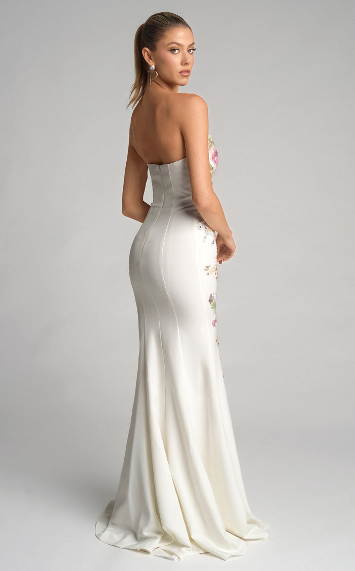 Prom Dresses Floral Formal Long Fitted Prom Dress Ivory