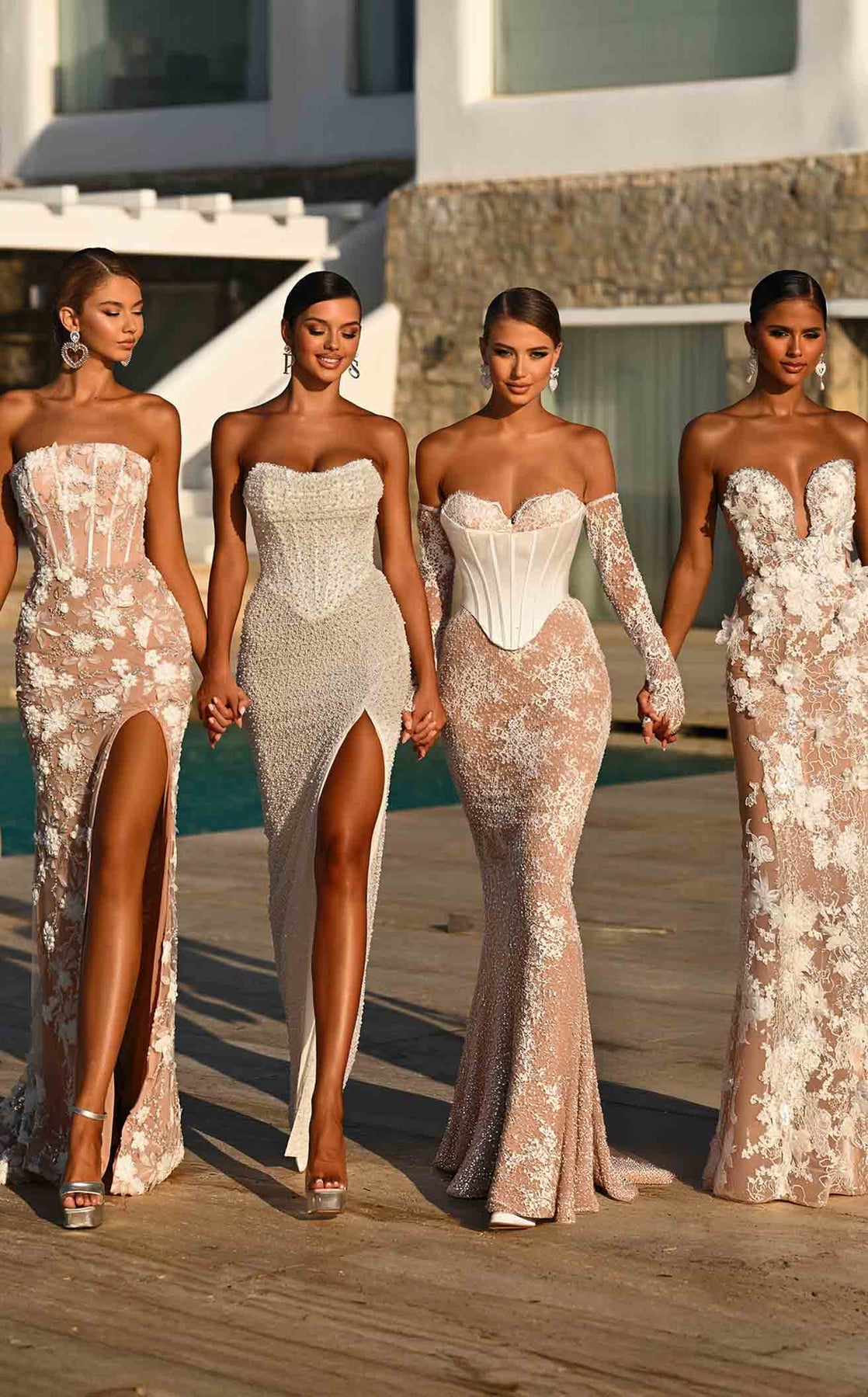 Prom Dresses Long Formal Fitted Floral Slit Prom Dress Portia and Scarlett PS26302E Ivory/Nude