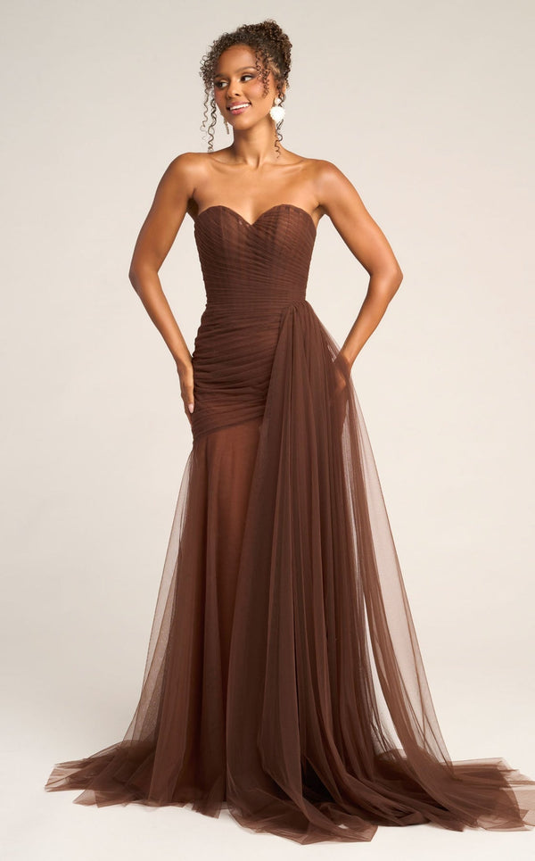 Strapless Long Tulle Evening Gown by Portia and Scarlett PS26307E