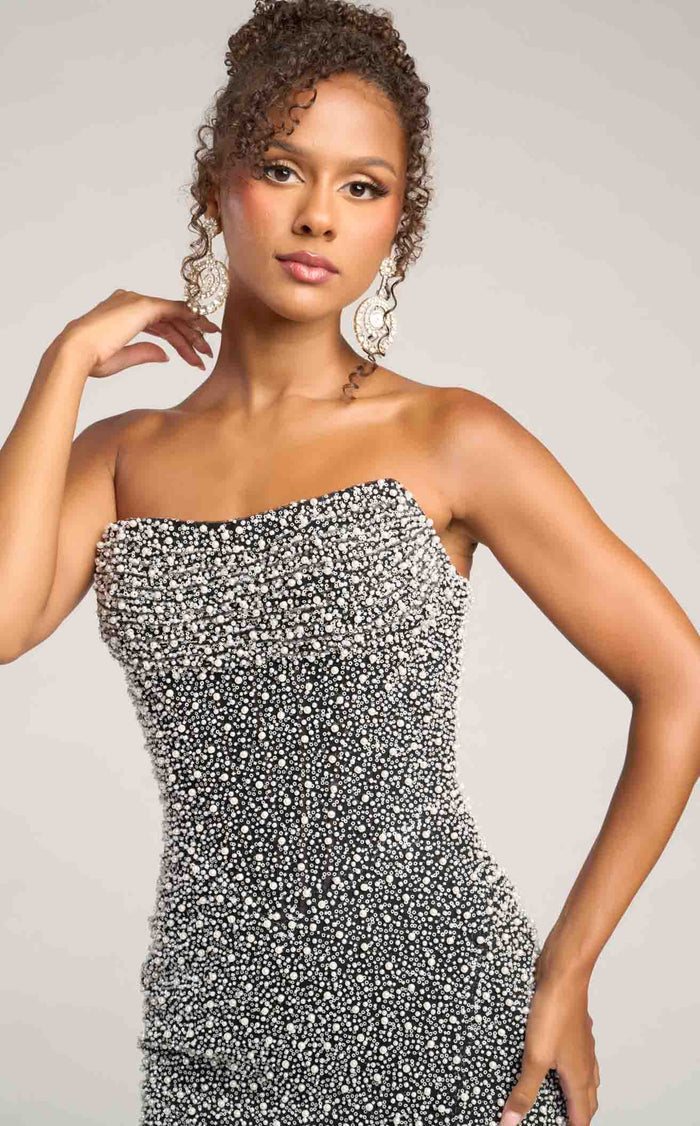 Prom Dresses Sequin Beaded Formal Long Fitted Prom Dress Black
