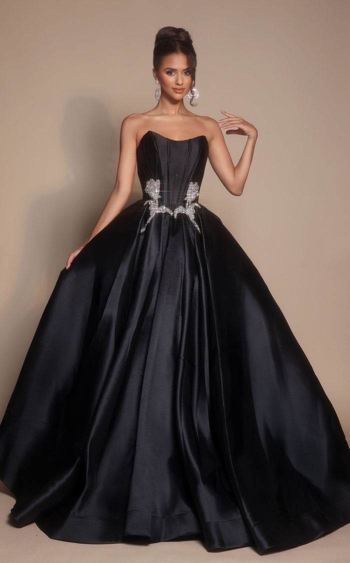Prom Dresses Corset Beaded Formal Long A Line Prom Dress Black