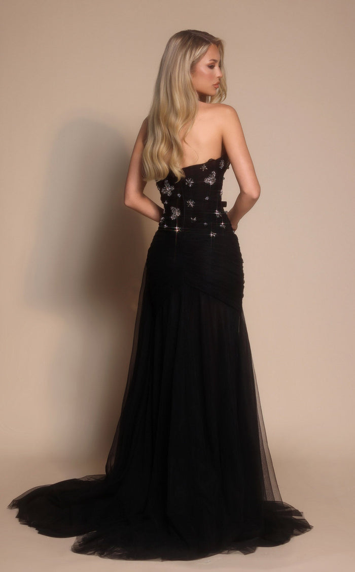 Prom Dresses Corset Beaded Formal Long Evening Dress Black