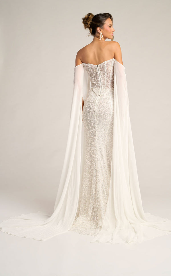 Wedding Dresses Beaded Long Bridal Wedding Dress Ivory