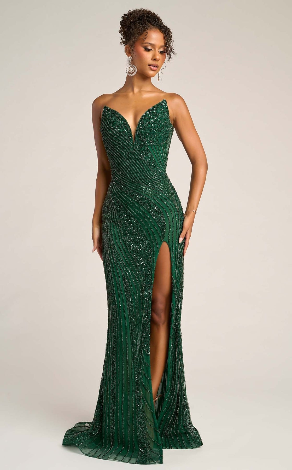 Sweetheart Beaded Evening Gown by Portia and Scarlett 26410C in Emerald