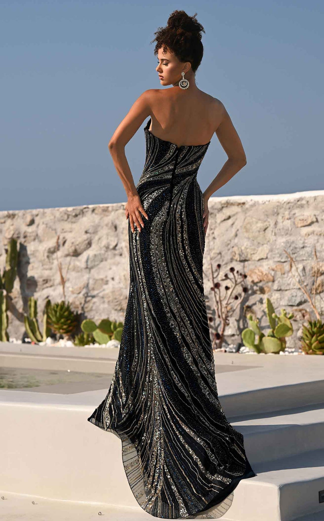 Portia and Scarlett PS26412C Beaded Long Formal Glitter Prom Dress