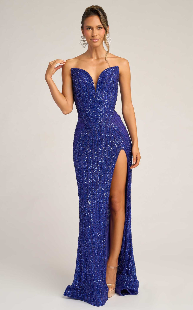 Prom Dresses Floral Applique Formal Long Prom Dress Cobalt