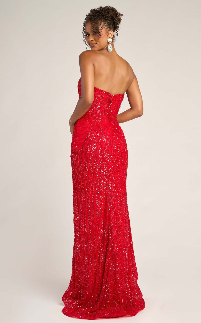Prom Dresses Floral Applique Sequin Formal Long Beaded Prom Dress Red