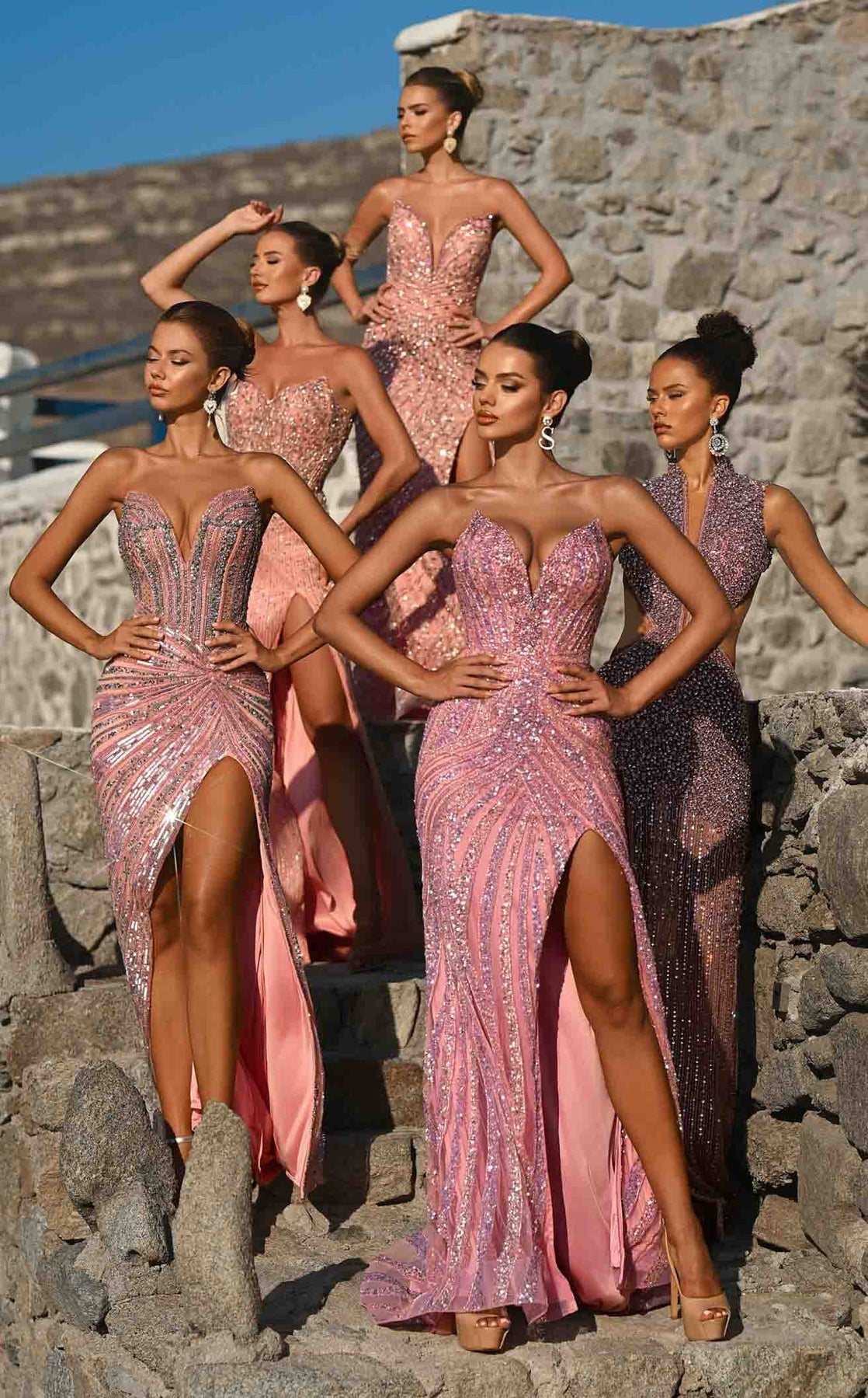 Prom Dresses Long Formal Beaded Corset Prom Dress Pink