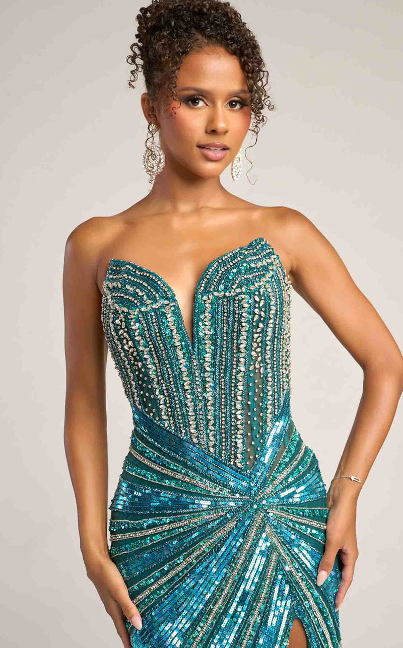 Prom Dresses Glitter Glitter Corset Formal Long Prom Dress Peacock Silver