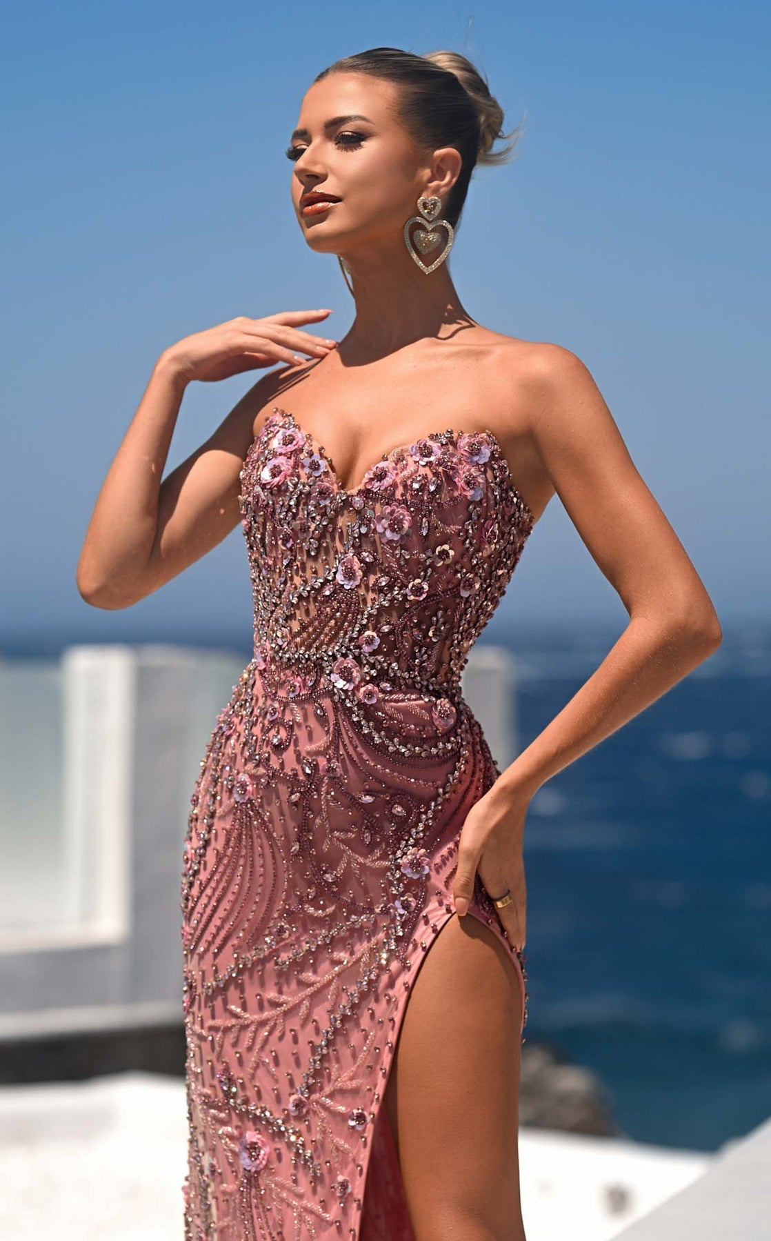 Strapless Long Sequin Prom Dress by Portia and Scarlett PS26442C in Pink