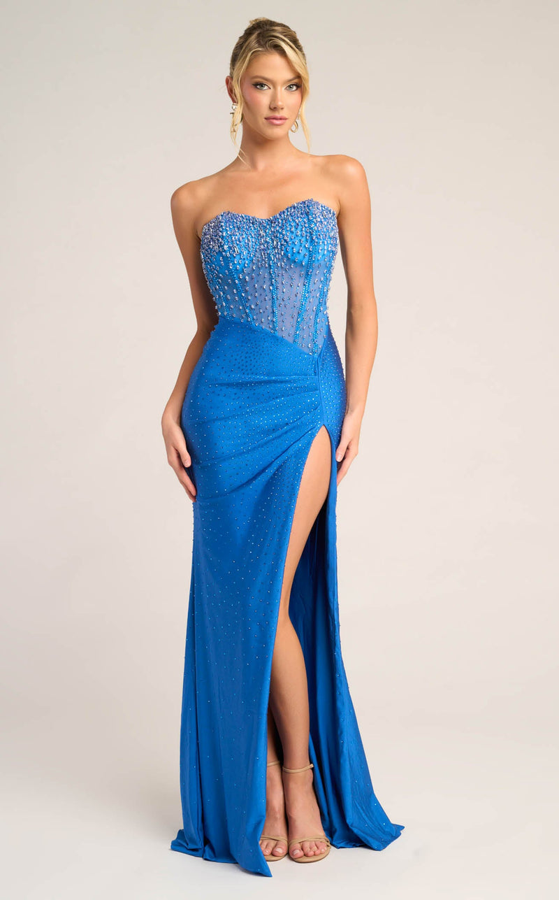Portia and Scarlett XO012 Sequin Corset Formal Long Prom Dress - Emerald / 0 Portia and Scarlett XO012 Sequin Corset Formal Long Prom Dress - Emerald / 0