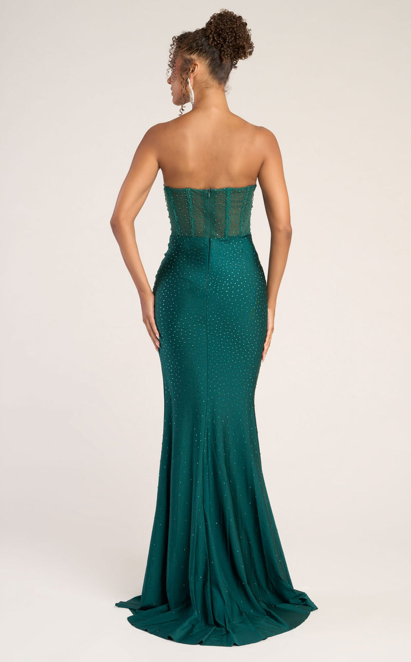 Prom Dresses Sequin Corset Formal Long Prom Dress Emerald