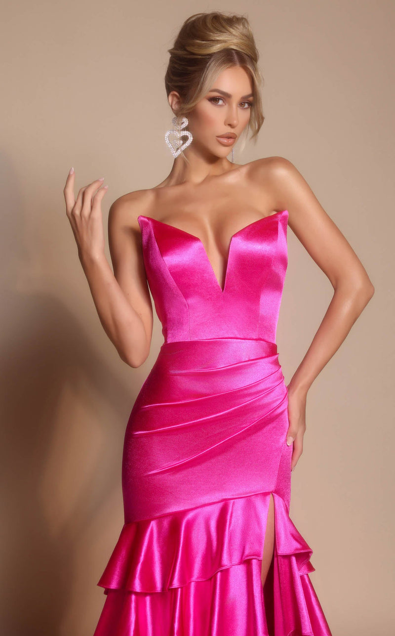 Prom Dresses Fitted Formal Long A Line Prom Dress Hot Pink