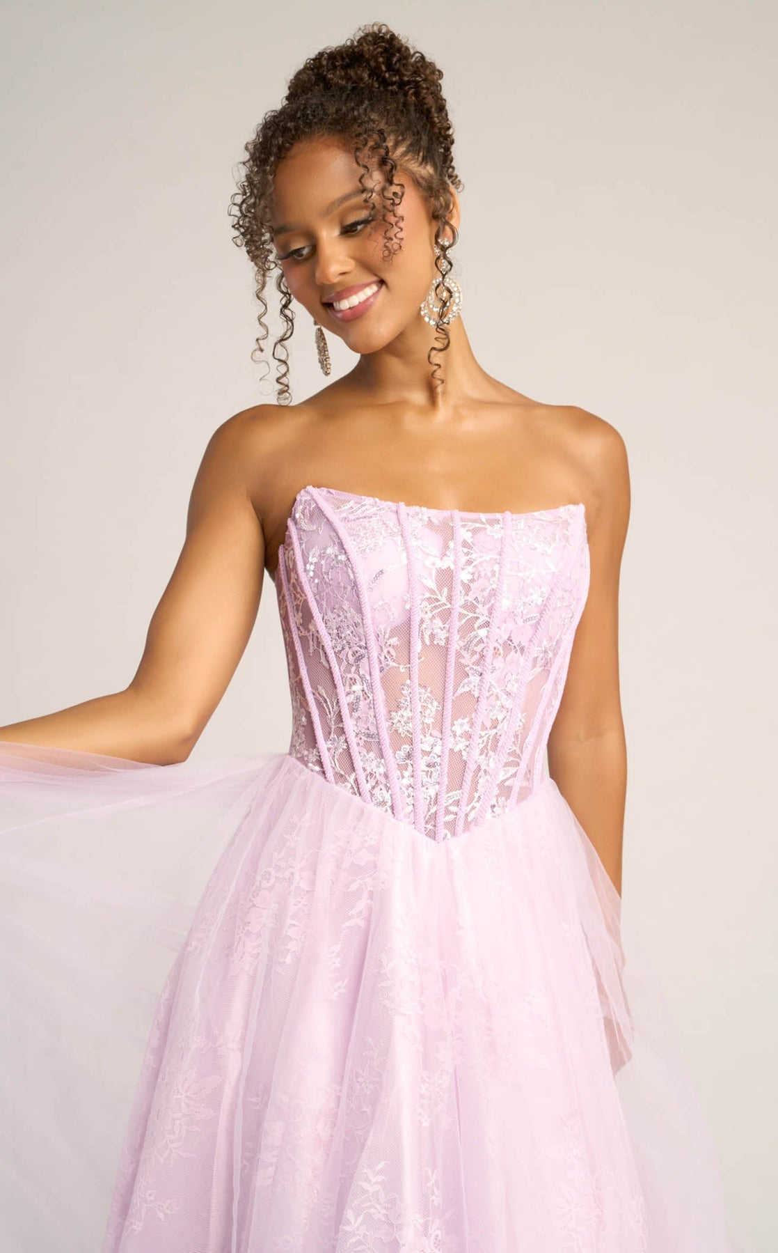 Prom Dresses Long Formal Floral Applique Corset Ball Gown Prom Dress Portia and Scarlett XO023 Lilac