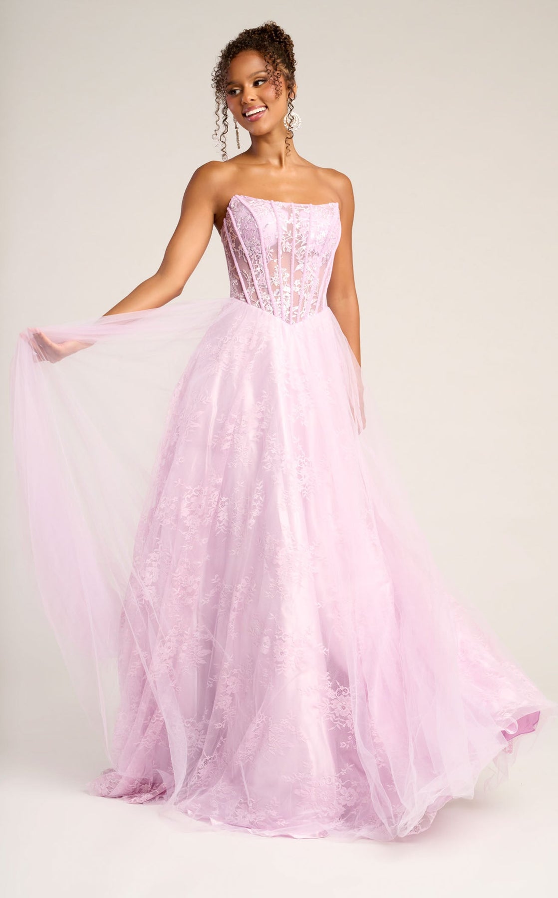 Prom Dresses Long Formal Floral Applique Corset Ball Gown Prom Dress Portia and Scarlett XO023 Lilac