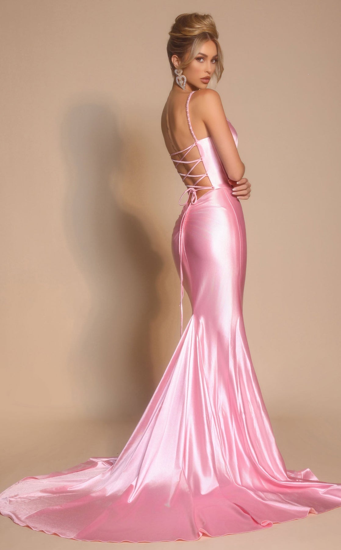 Prom Dresses Long Formal Mermaid Metallic Beaded Prom Dress Portia and Scarlett XO042 Pink
