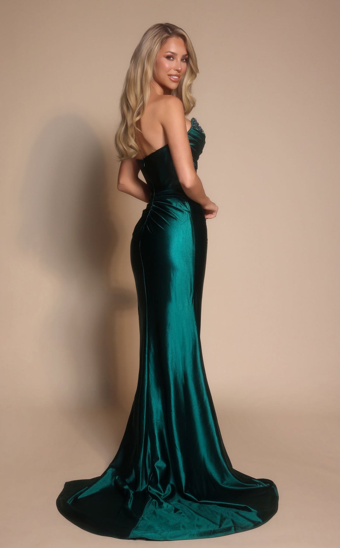 Prom Dresses Long Formal Sequin Beaded Fitted Dress Portia and Scarlett XO051 Emerald