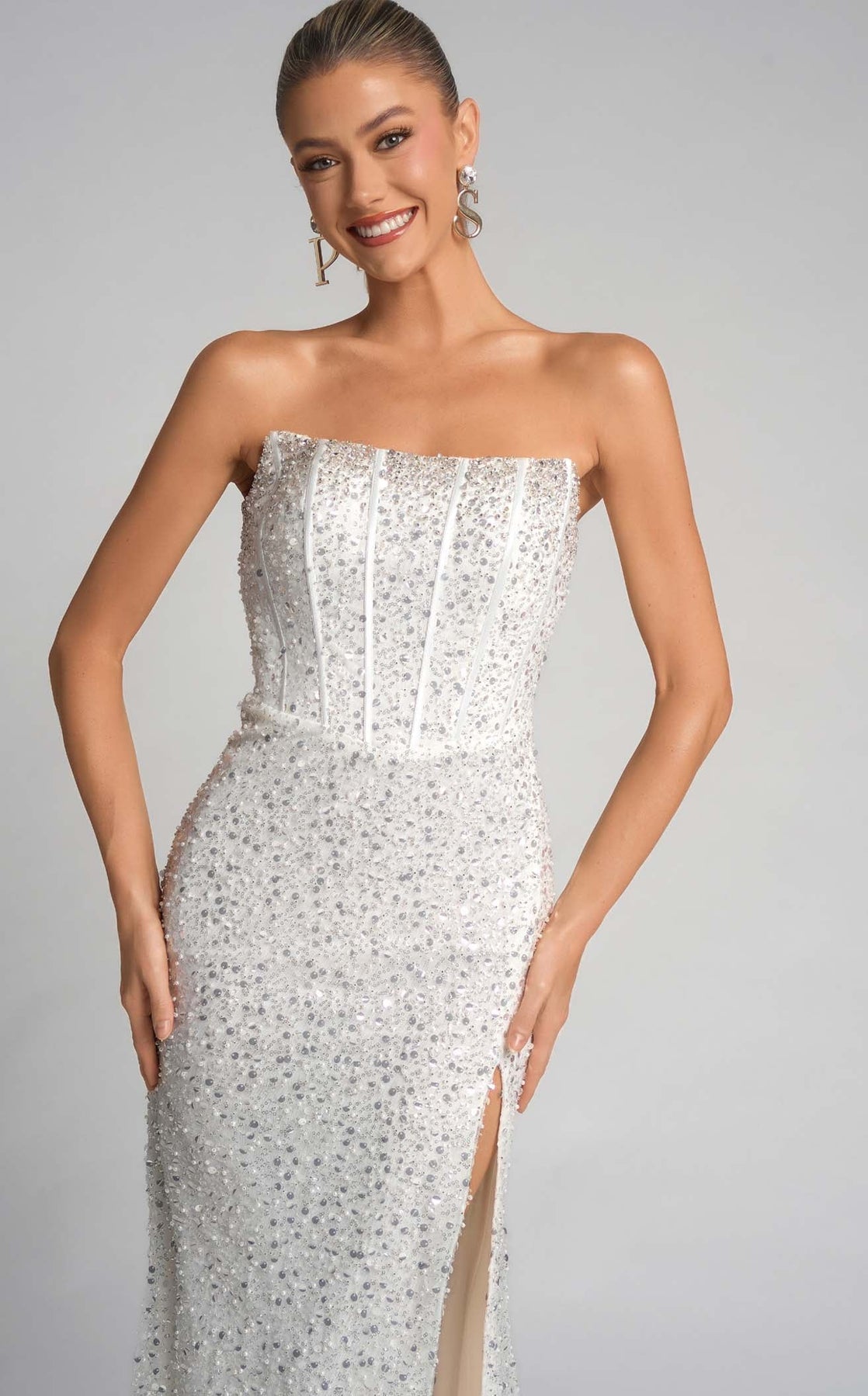 Wedding Dresses Long Sequin Beaded Glitter Wedding Dress Portia and Scarlett XO054 Ivory