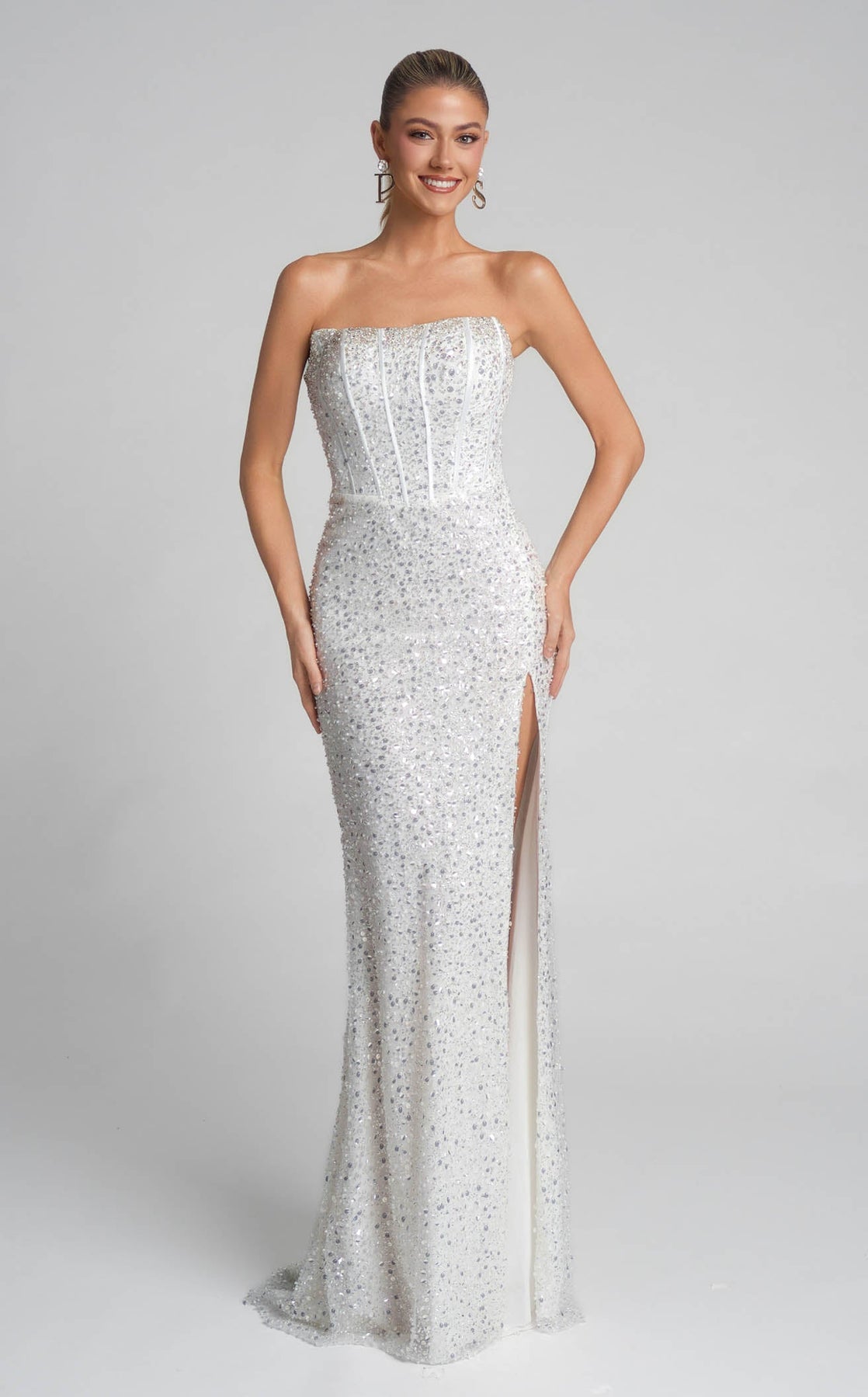 Wedding Dresses Long Sequin Beaded Glitter Wedding Dress Portia and Scarlett XO054 Ivory