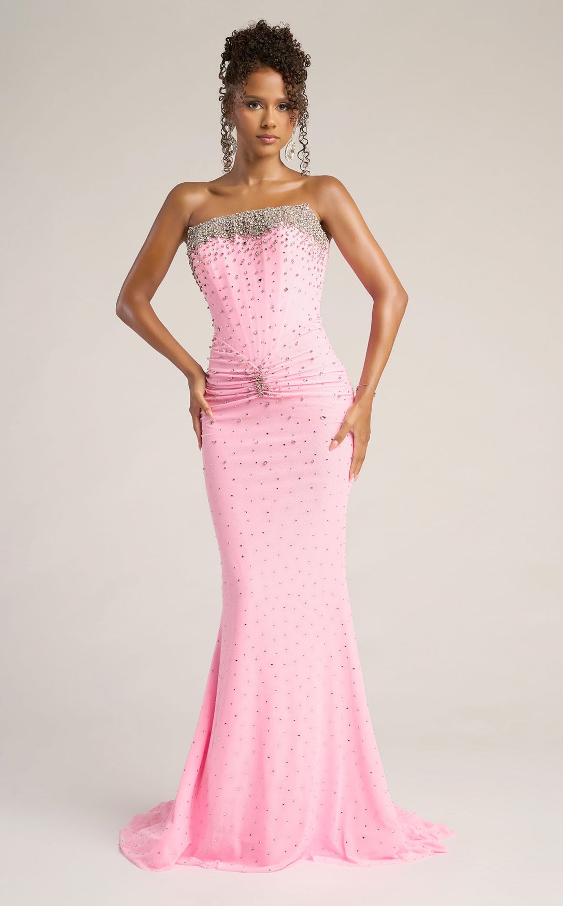 Prom Dresses Long Formal Fitted Glitter Prom Dress Portia and Scarlett XO059 Pink