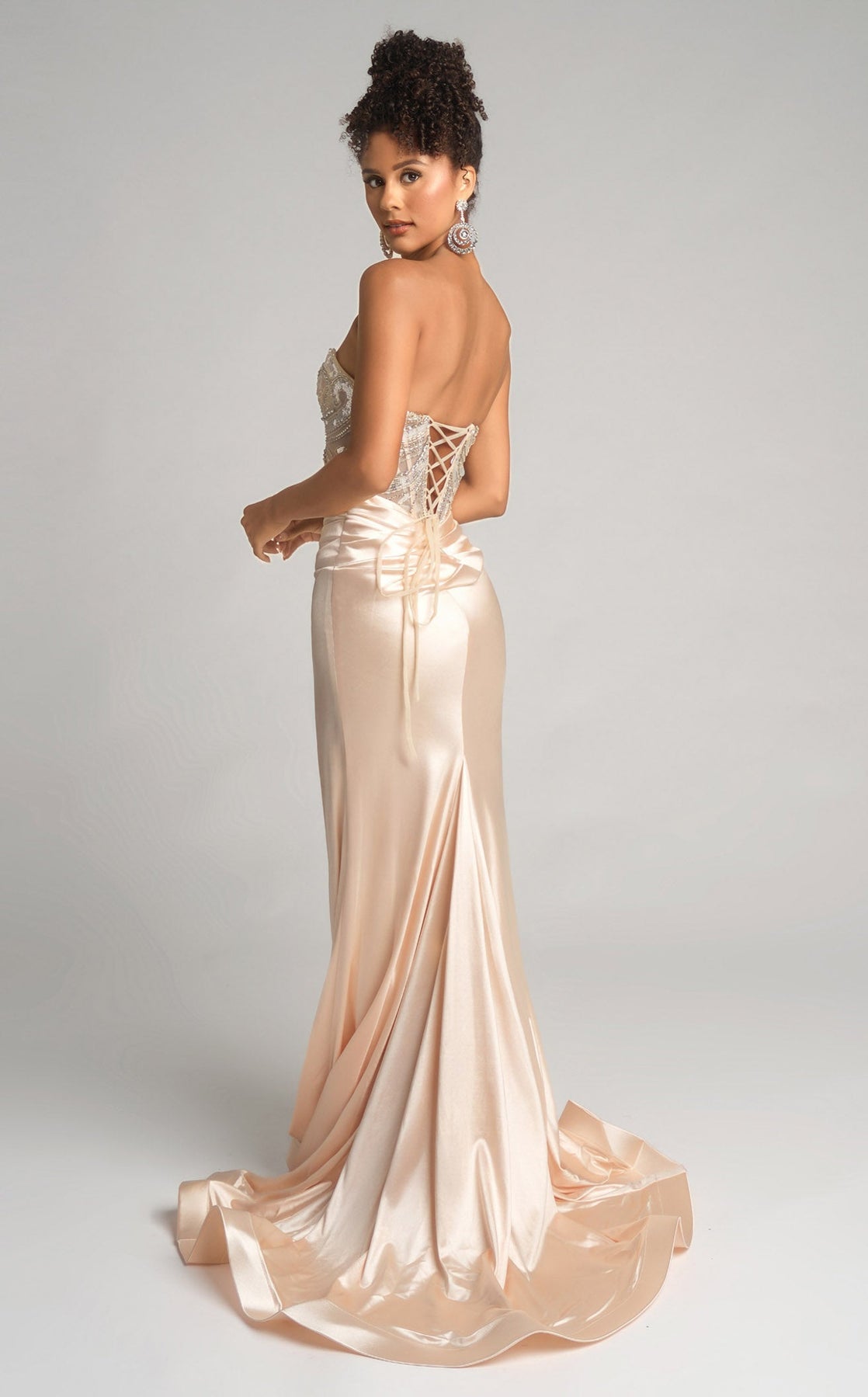 Prom Dresses Long Formal Slit Beaded Prom Dress Portia and Scarlett XO065 Cream