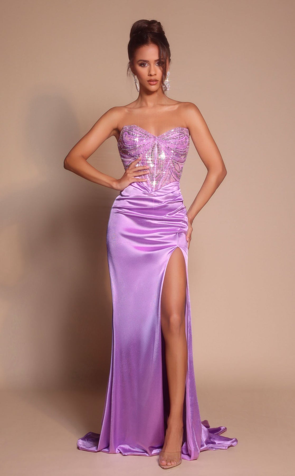 Prom Dresses Long Formal Slit Beaded Prom Dress Portia and Scarlett XO065 Lilac